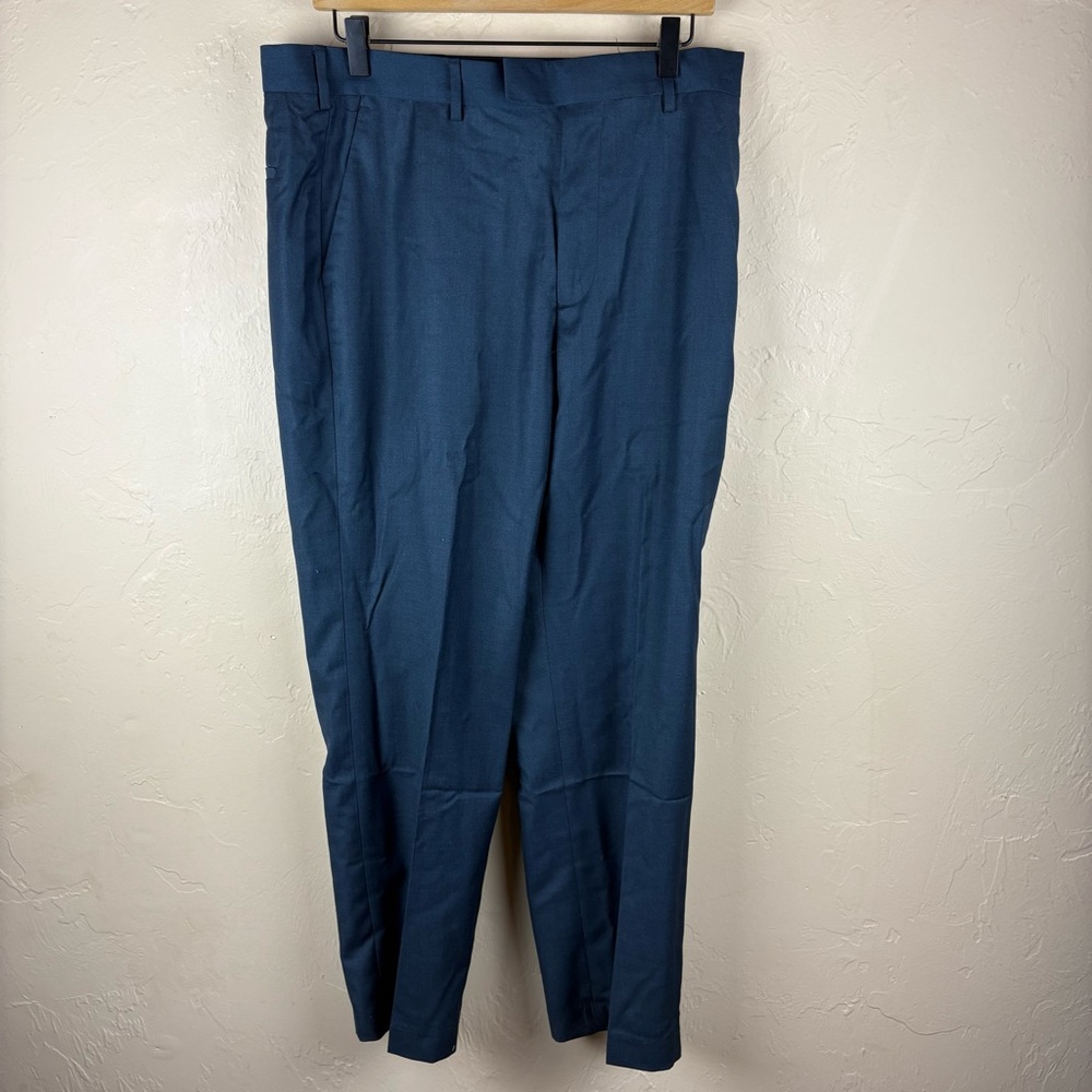 NWT Perry Ellis Classic Navy Blue Dress Pants Portfolio Travel Luxe Mens 34 x 29